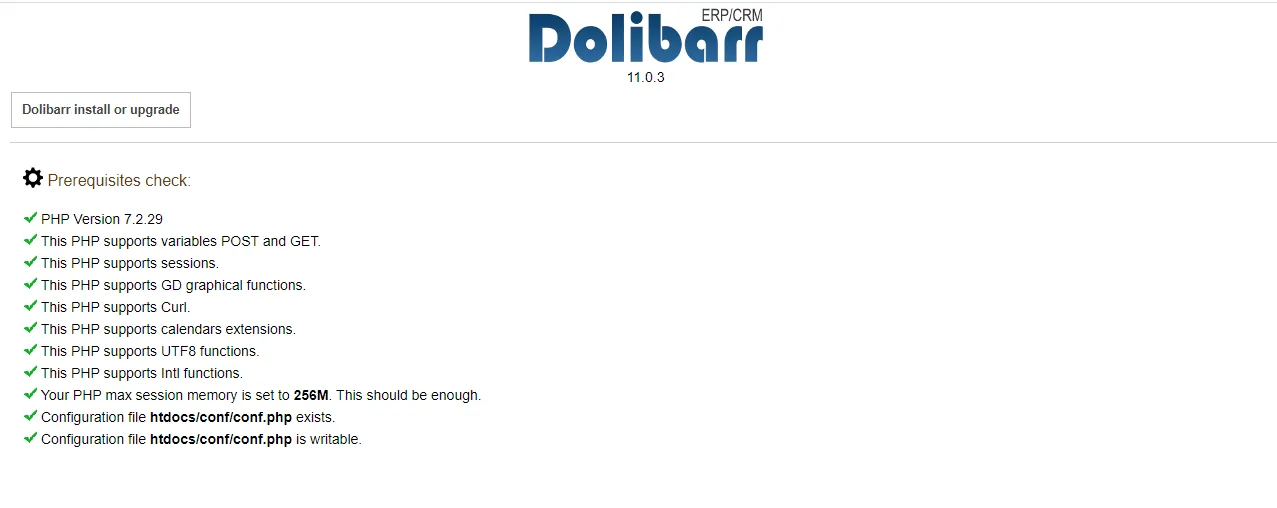 Prerequisites check before Dolibarr installation