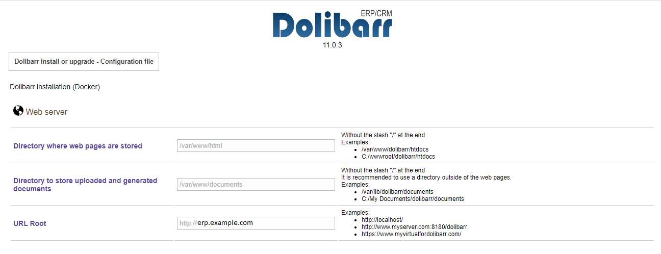 Dolibarr Webserver Config