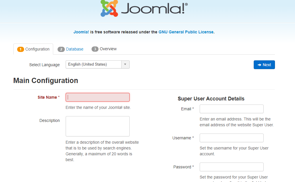 Joomla Main Configuration