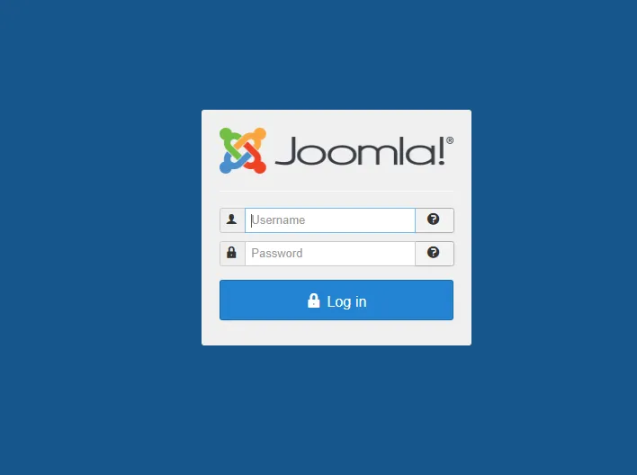 Joomla Admin Login Screen