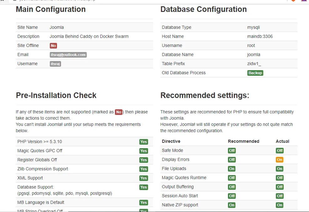 Joomla Pre-Installation Checks