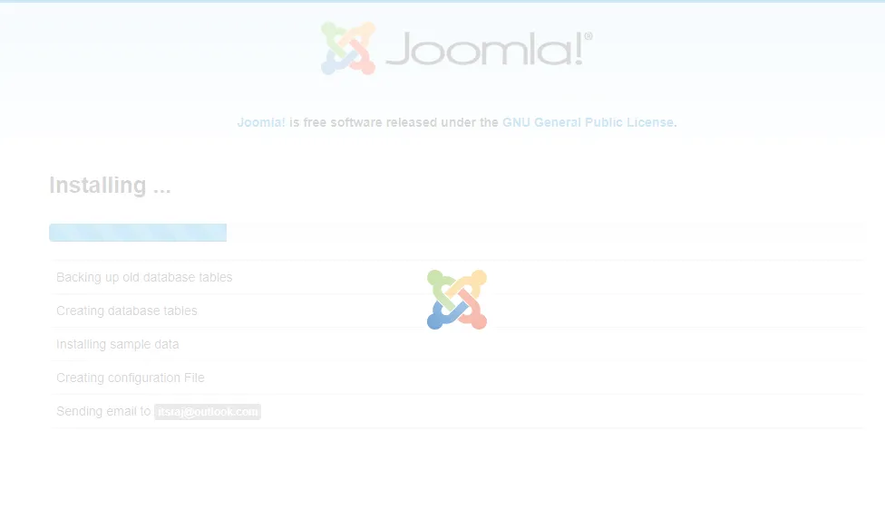 Joomla Installation in Progress