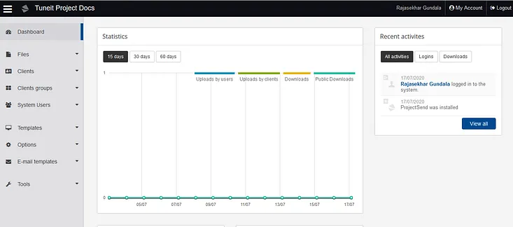 Projectsend Dashboard