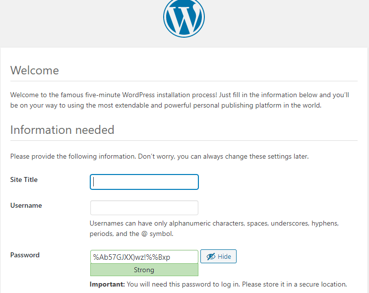 WordPress Installation – Basic Information