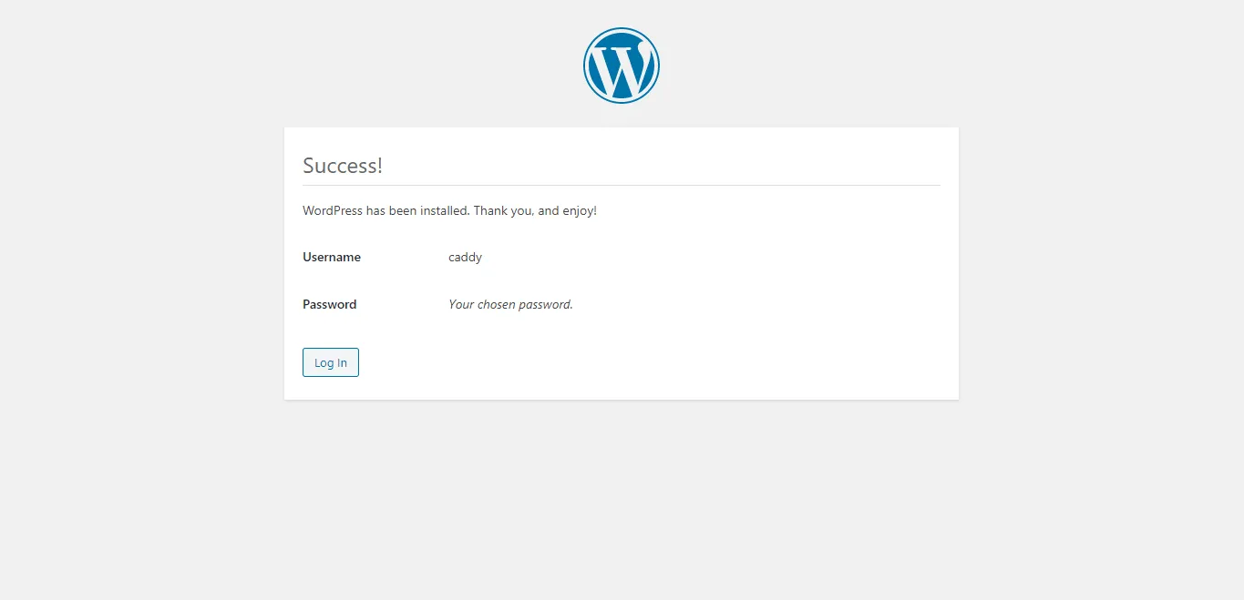 WordPress Installation Success